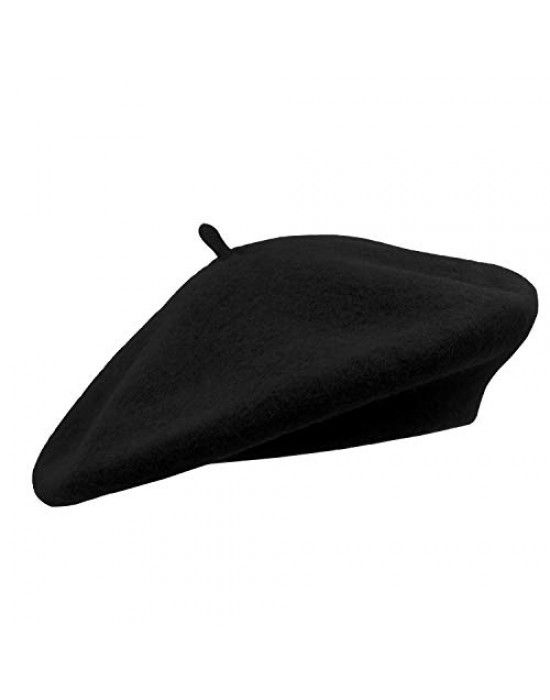 Unisex plain basque beret  acrylic cap black